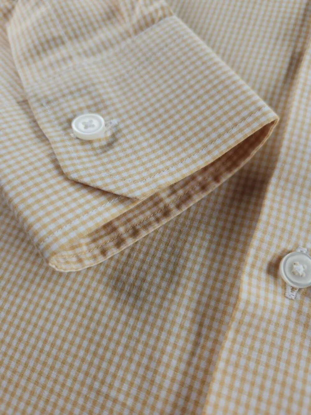NWT Banana Republic Long Sleeve Button Up Shirt Yellow Check Medium Slim Men